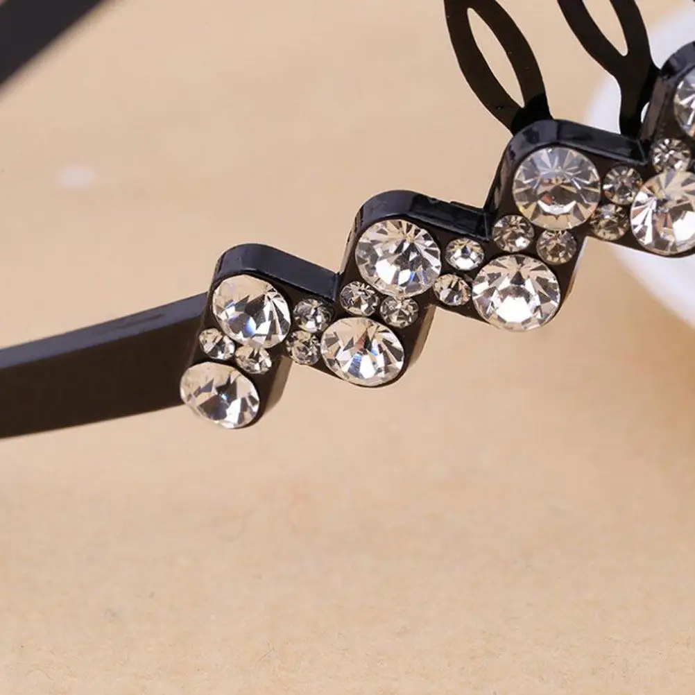 Crystal Hair Hoop Large Rhinestone Toothed Headband White Blue Fashionable Sparkling Hairband Birthday Party