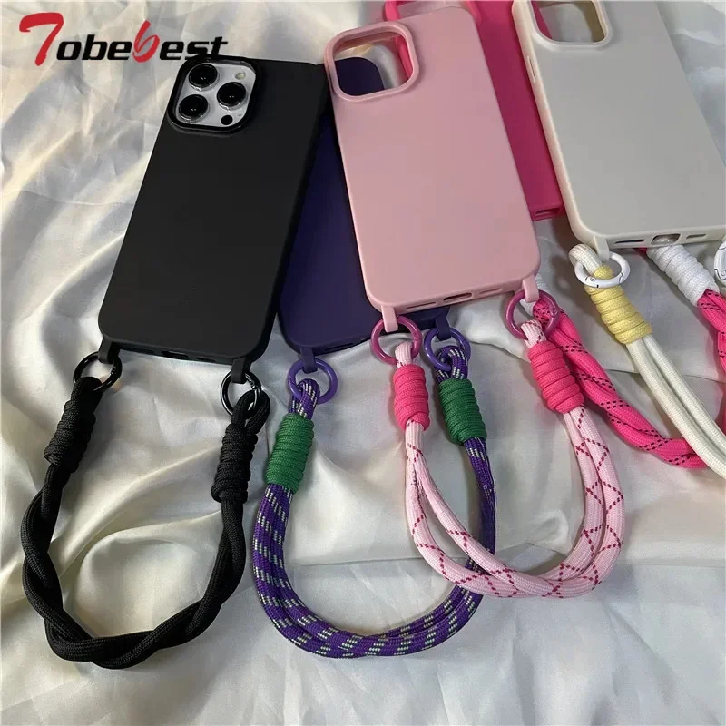 Hands ch laufe Handheld Lanyard Silikon hülle für Apple iPhone 15 14 13 12 11 Pro xs max xr x Soft Back Cover