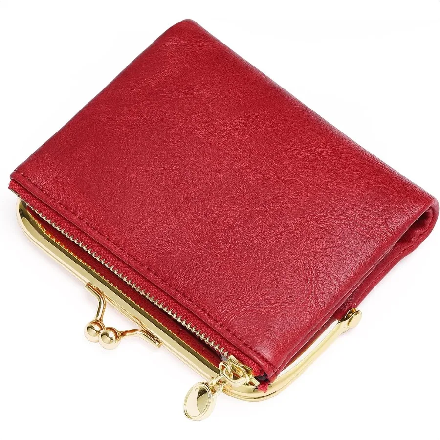 

Wallet Women Small RFID Blocking Bifold Leather Wallets for Women Coin Purse With Zipper and Kiss Lock