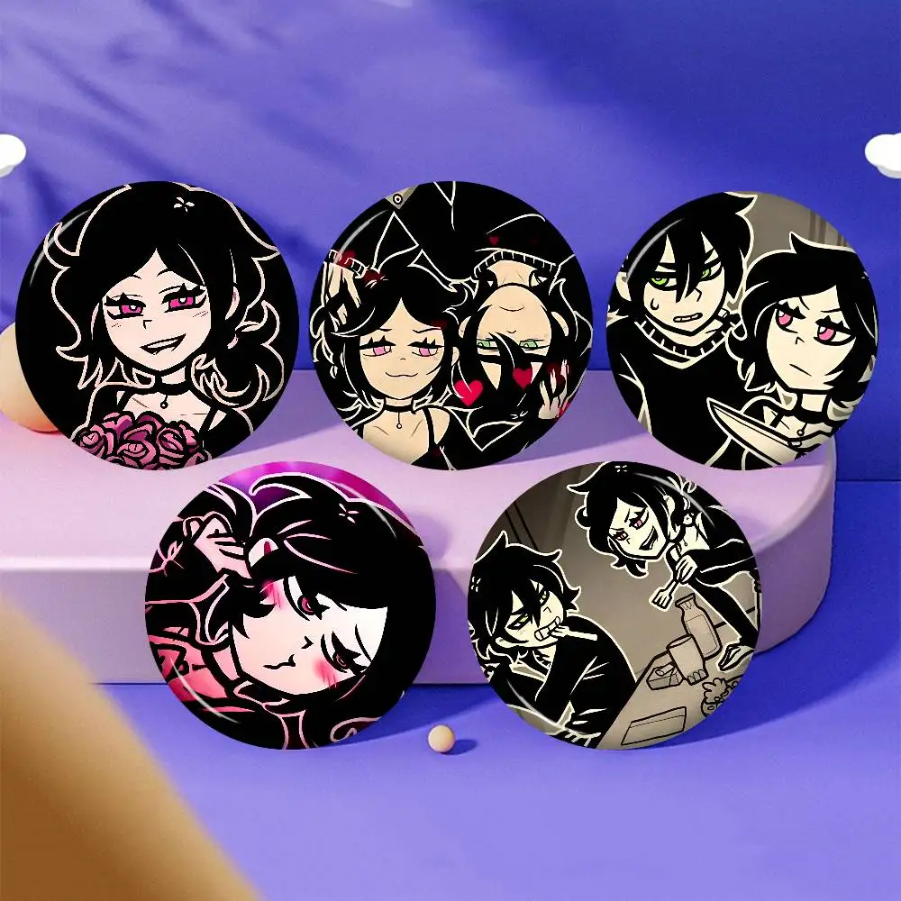 Anime The Coffin Of Andy And Leyley Creative Pins Funny Faces Round Snap-in Brooch Badge Backpack Hat Accessories Jewelry Gifts