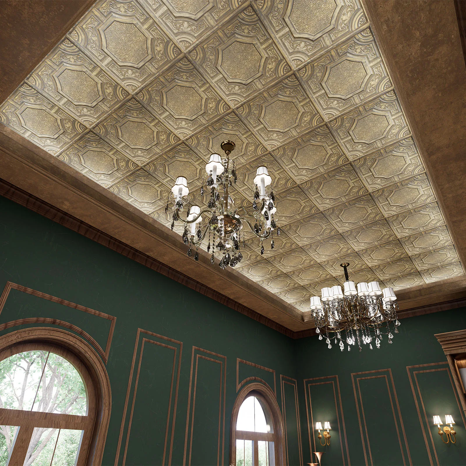 Embellished ceiling tiles, Suspended Wall Panels, for Cafe Club Restaurant PL02 10tiles/lot