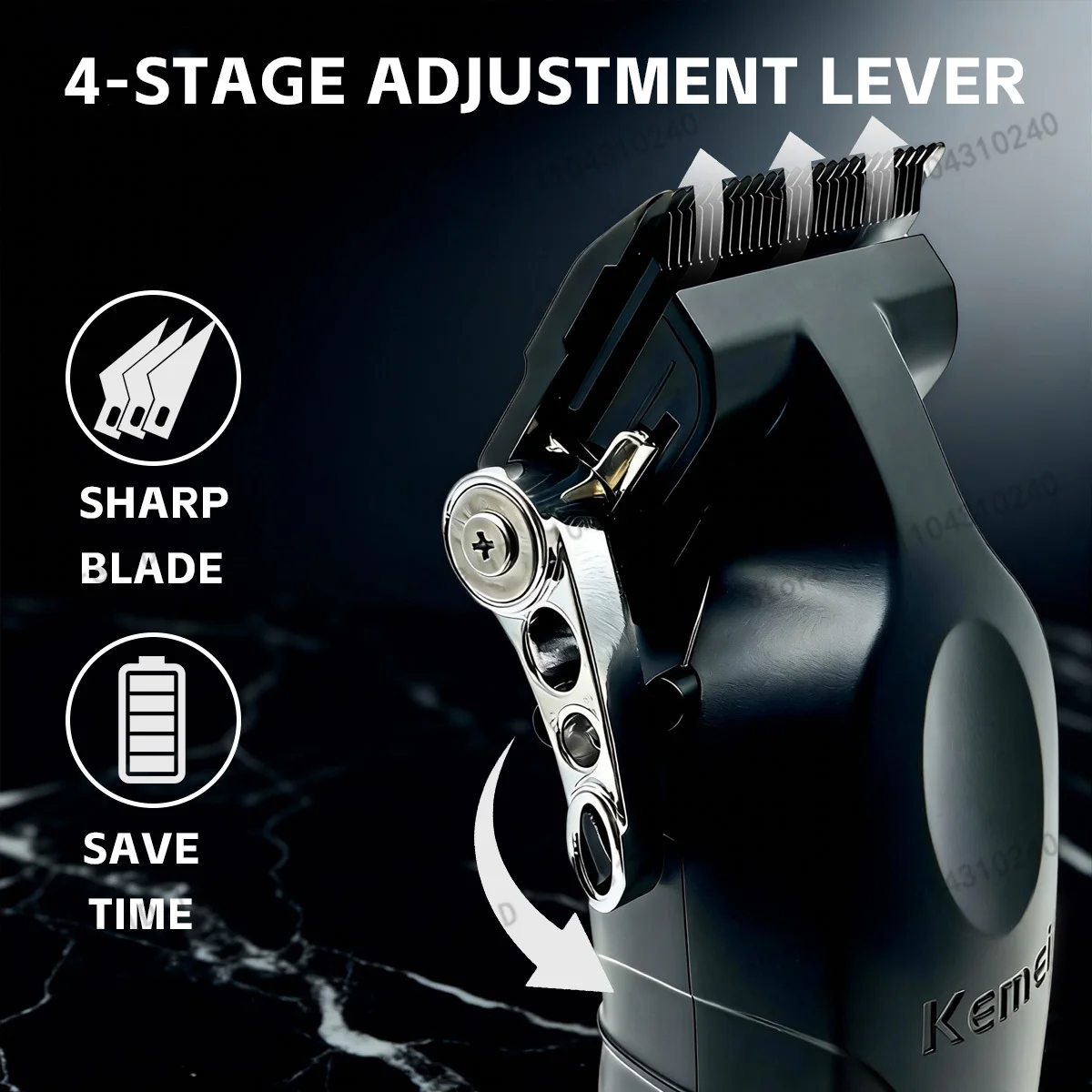 Kemai KM-2296 KM-2299 Professioneller Haarschneider für Ölkopfschnitzerei, verstellbarer Haarschneider mit Ladestation, ideal für Salons – Detail 2