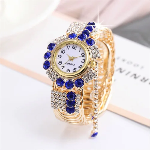 Imagen 2 del producto Reloj de moda para mujer con diamantes brillantes, reloj de marca de lujo para mujer, pulsera informal para mujer, relojes de cristal, reloj femenino