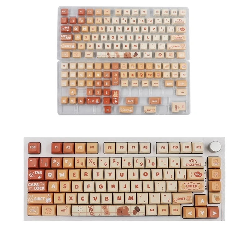 Keycaps for Mechanical Keyboards 133Keys PBT Dye-Subbed Little Bear Keycap XDA Profile for Keypad Switches Keycap 896C