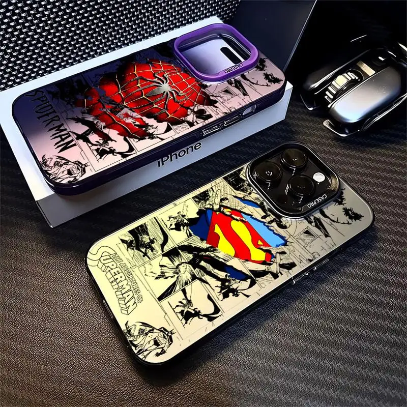 B-Batman Spider S-Superman Logo Phone Case for Apple iPhone 16 15 Pro Max 13 14 Plus 12 11 Pro plus  Matte