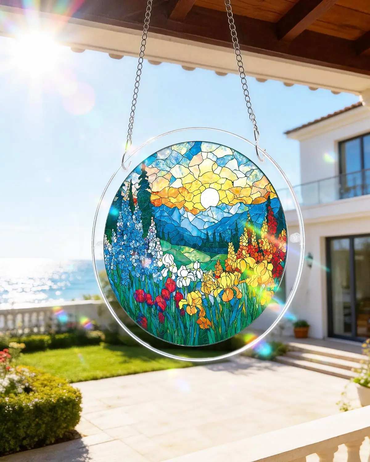 Acrylic Puzzle Suncatcher 83 Pieces, Dawn Blossom Sea Sun Catchers Puzzle, DIY SunCatchers Puzzles Window Hanging, Garden Decor - view 5
