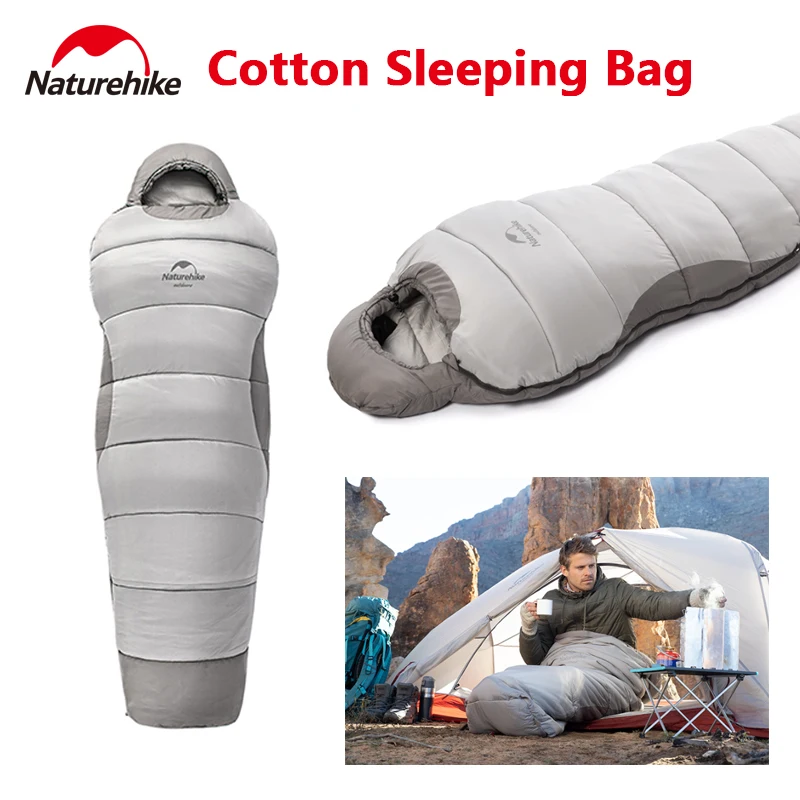 Naturehike Cotton Sleeping Bag Outdoor Camping Portable Winter Keep Warm Breathable Hiking Travel Thicken Windproof Sleeping Bag