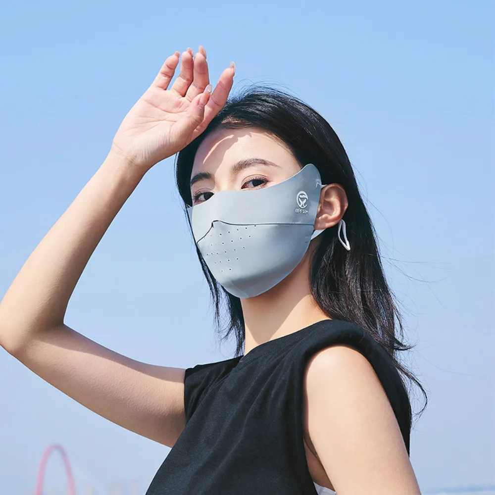 Elastic Solid Color Ice Silk Mask UV Protection Sun Proof Face Cover Sunscreen Veil Face Shield Sunscreen Face Cover Outdoor