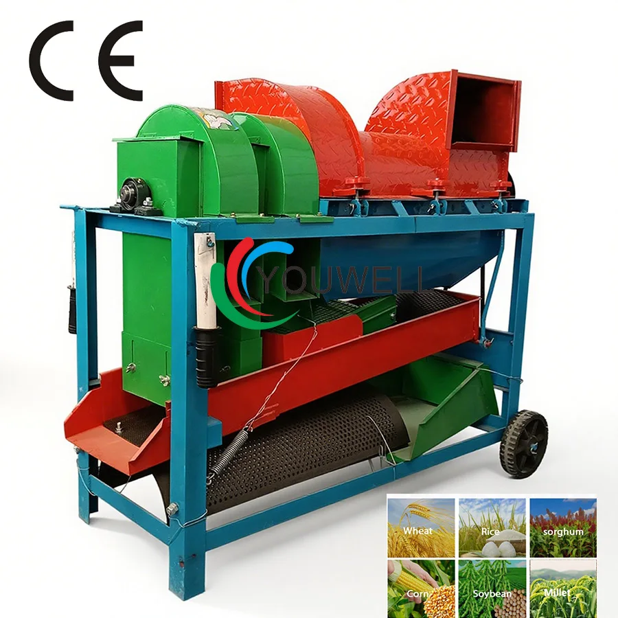 Multifunctional Grain Thresher/Sheller Machine With Core Motor Component Dual-Fan Corn Crop Thresher