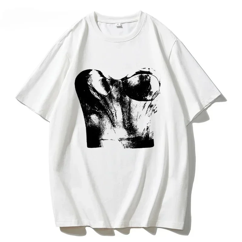 الصيف الأمريكية Ins شخصية الجرافيك تي شيرت مطبوع الصيف القطن المرأة لينة كم Y2k القوطية نصف كم