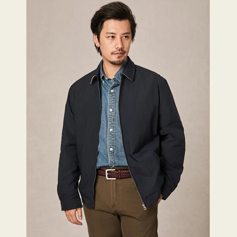 

Spring New Fashion Men's Contrast Color Turn-down Collar Long Sleeve Zipper Casual Trendy Jackets Male Vintage Clothes Coats Top