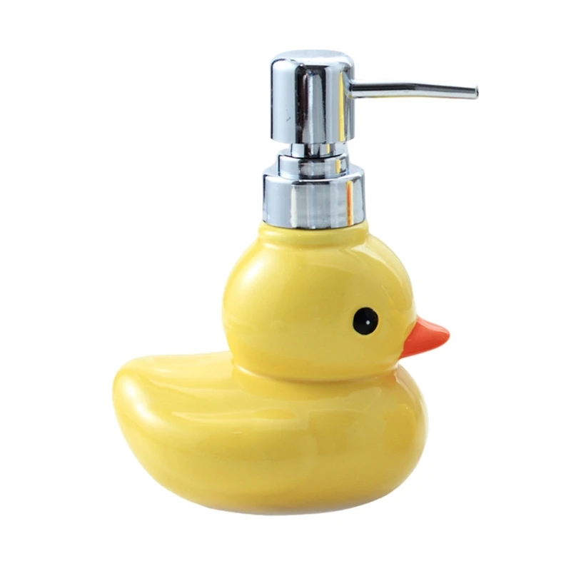 Ceramic Yellow Duck Foaming Soap Dispensers Sanitizers Bottles for Toiletries,Leakproof Dispensers for Kids Adults