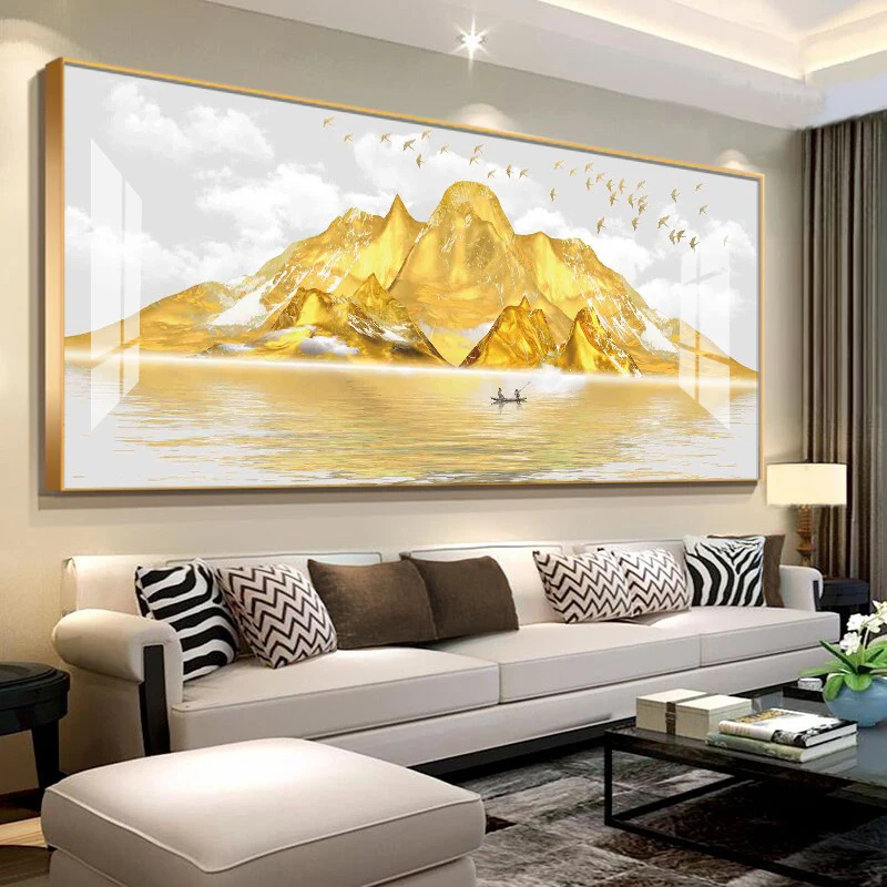 

Алмазная вышивка ручной работы: Горный пейзаж. Современный минимализм для декора гостиной и офиса. Не требует рамки.