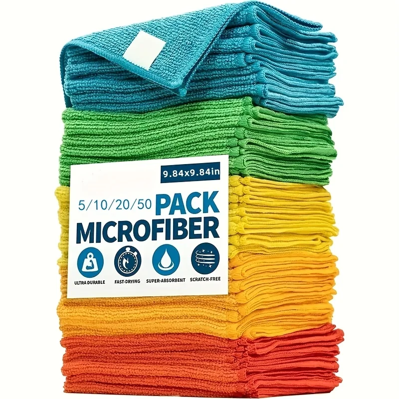 Microfiber Cleaning Cloth, Yes5Strip, 10Strip, 20Strip, or 50 Available in Strips - Highly Absorbent, Durable and Washable 1200