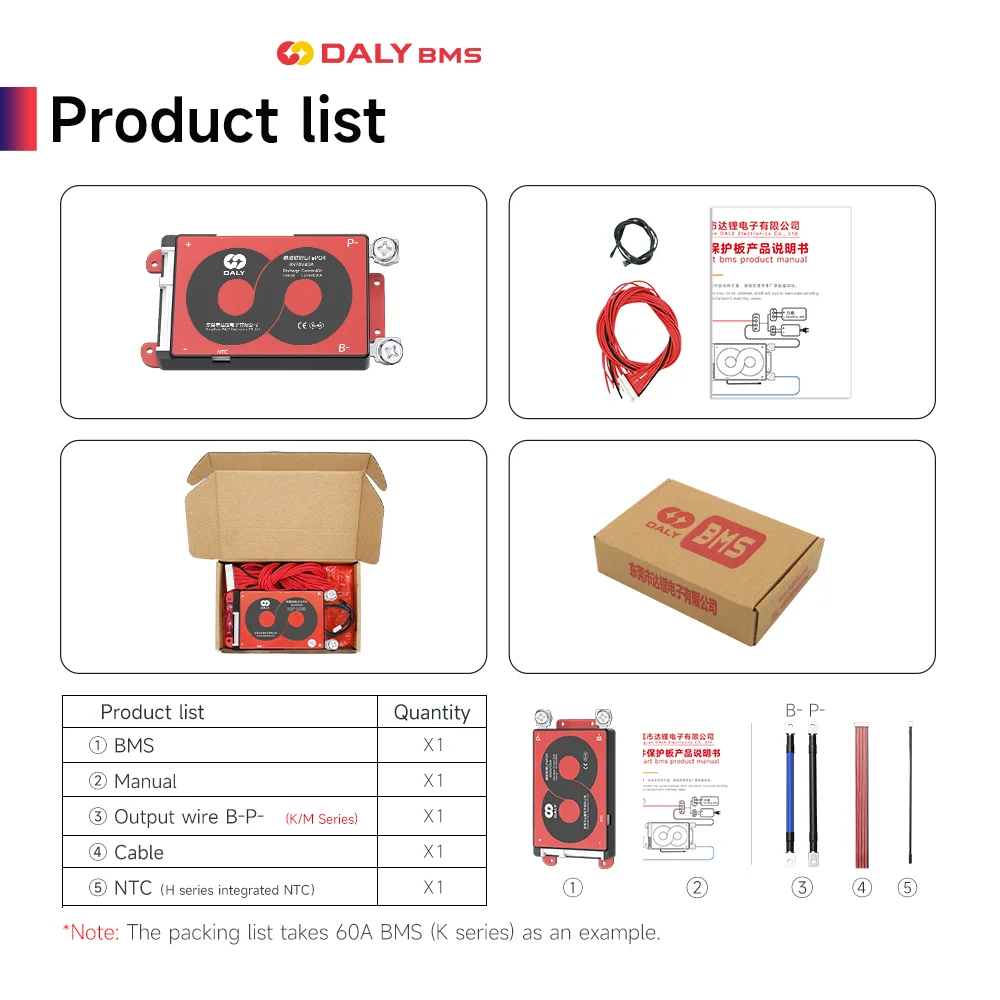 Daly BMS Lifepo4 3S 4S 7S 8S 10S 16S BMS 20A 30A 40A 50A 60A 100A 150A 200A with NTC Ebike Camping Not Bluetooth