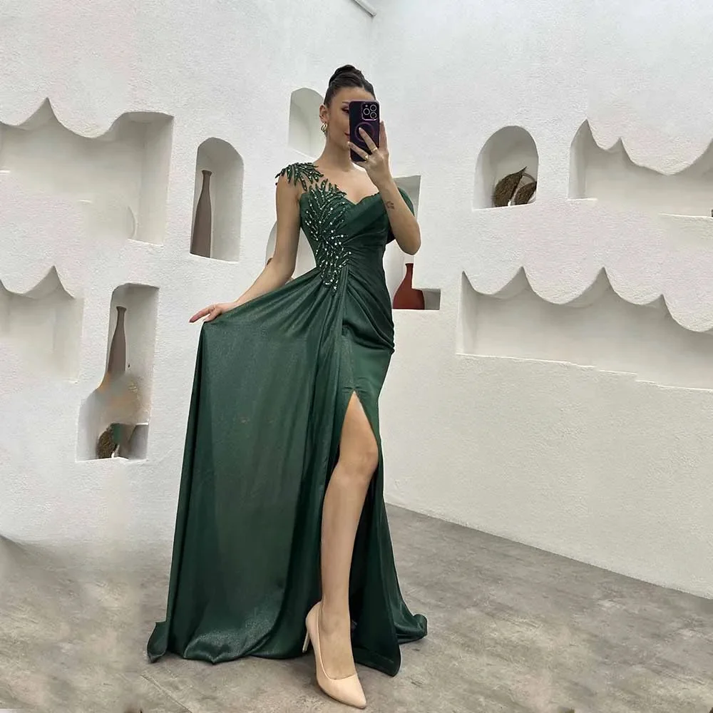 Arab Prom Dresses for Women Sleeveless Floor-Length Lace Appliques Mermaid Formal Evening Dress Long Wedding Party Gown