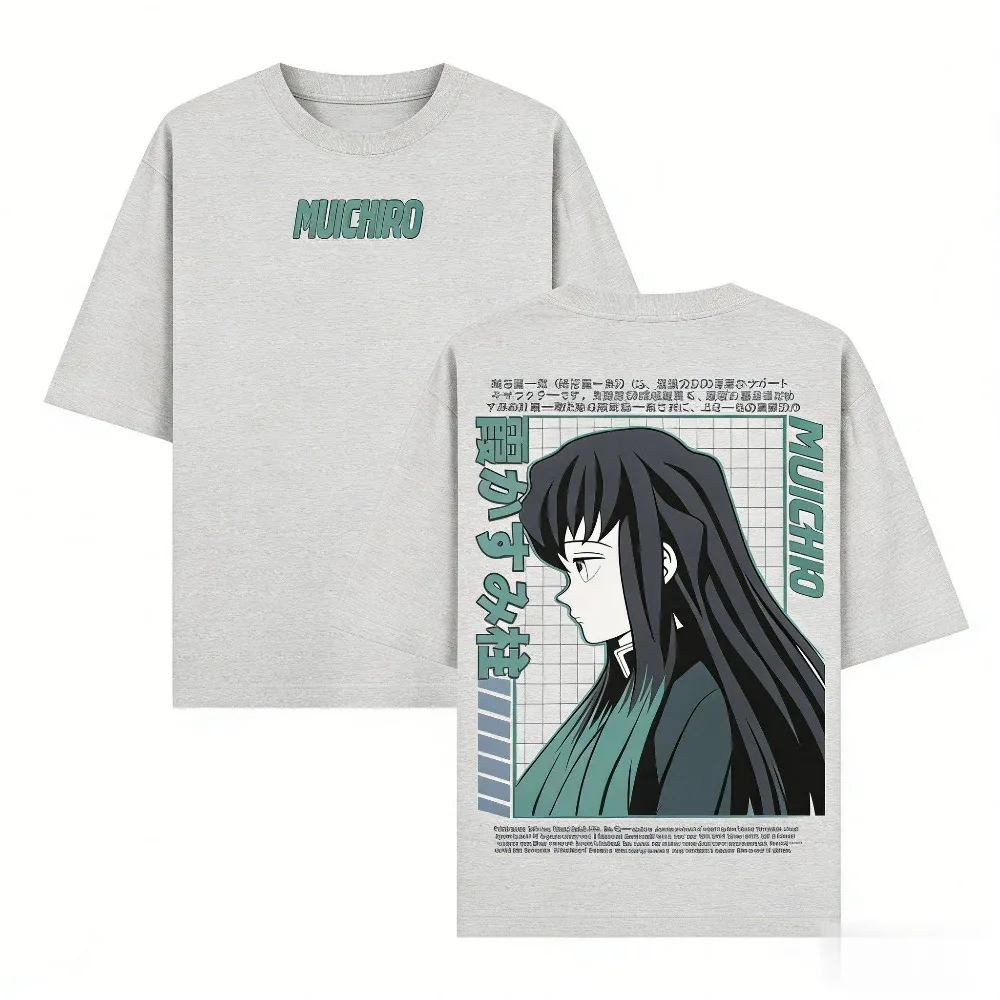 Camiseta de algodón puro Unisex Ghost Slayer Blade Muichiro Tokito, novedad de verano 2026, Top informal holgado con estampado de Anime para padres e hijos