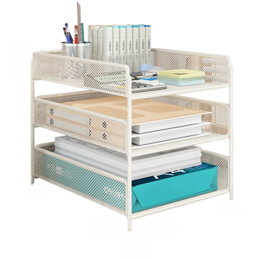 

Practical Desk Storage Rack with Modern Design for Office and Home 10.24 x 12.99 x 14.17 inches Sturdy Iron Material Easy Setup