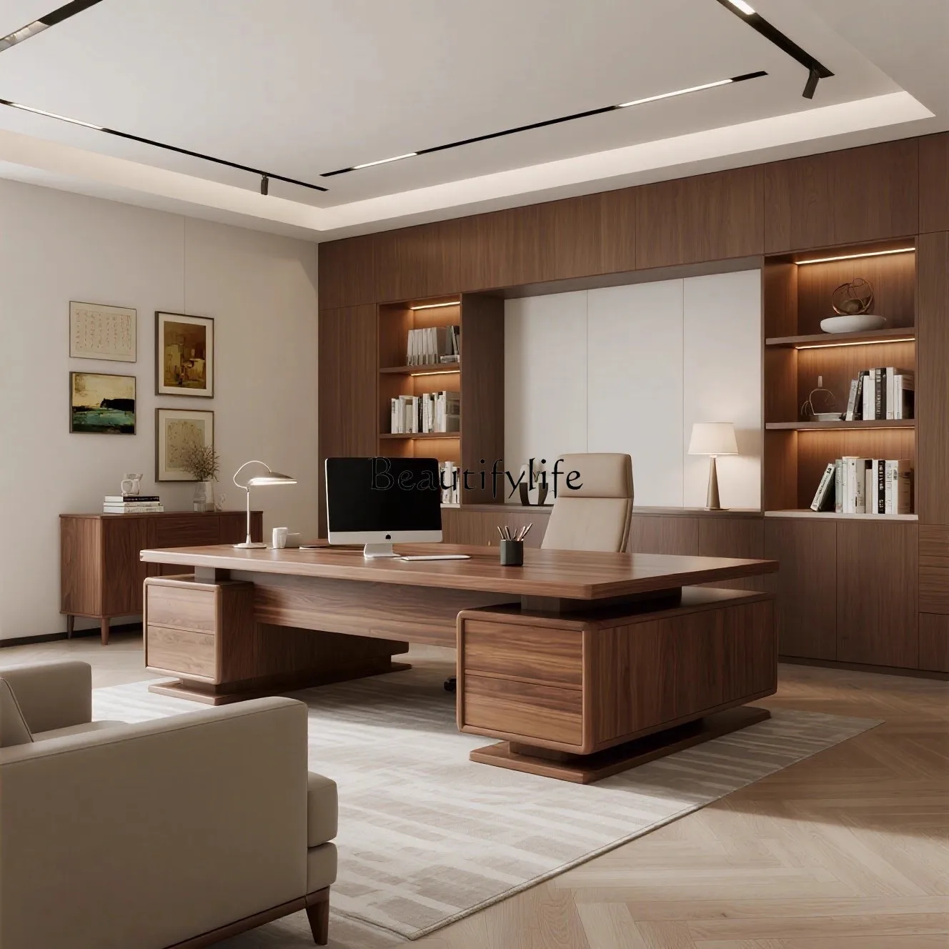 مكتب مكتب طاولة من خشب الجوز الأسود الصيني الجديد #2