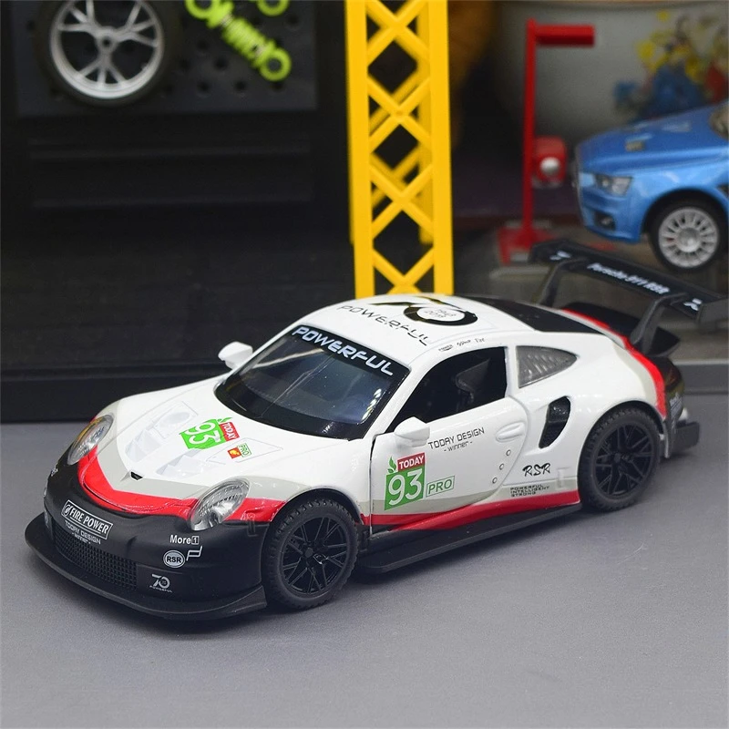 

1:32 911 GT3 RSR Sports Car Alloy Car Model Simulation Car Decoration Collection Gift Toy Die Casting Model Boy Toy
