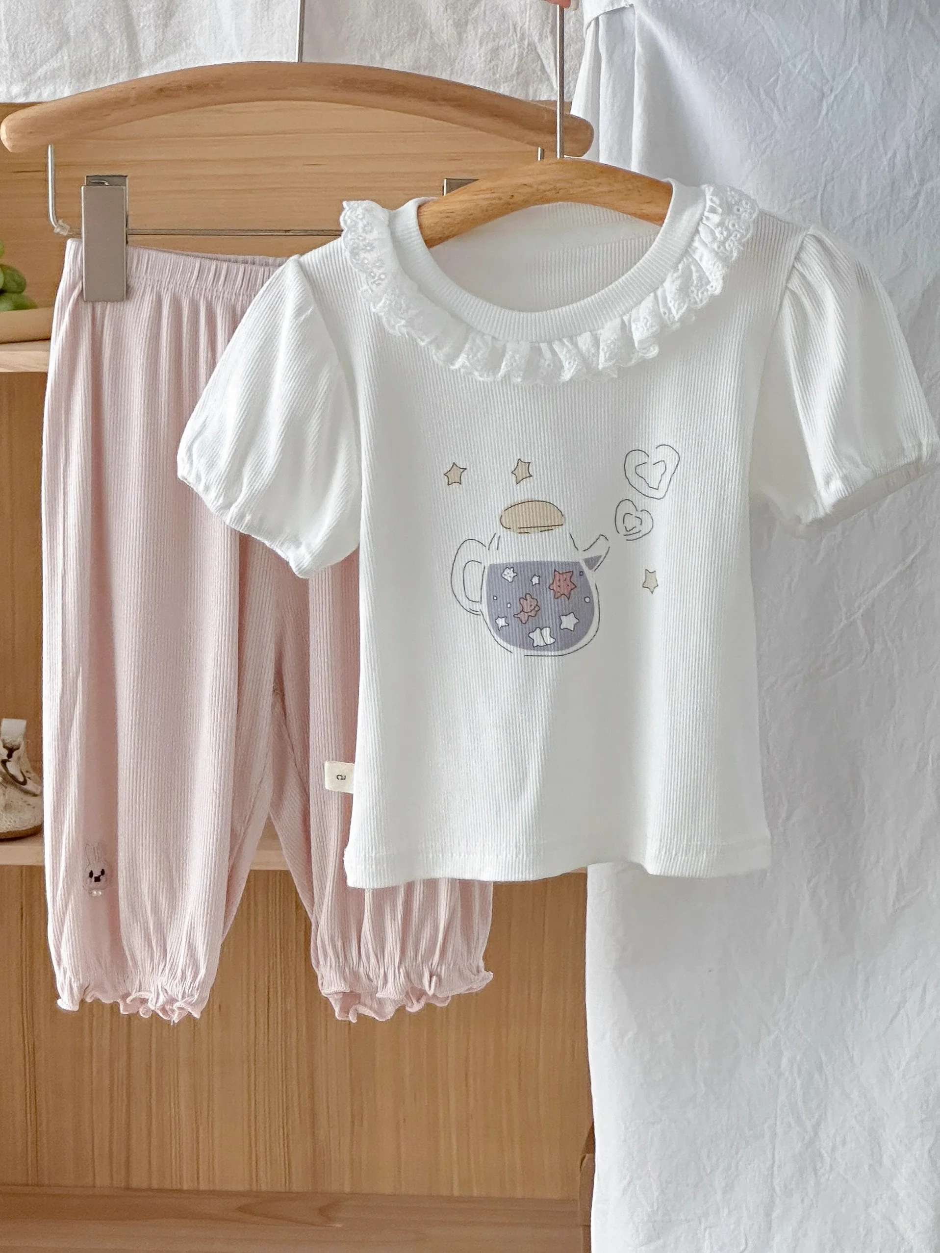 Pantaloni in Seta Ghiaccio per Bambine, Nuovi Pantaloni Estivi Sottili a Tre Quarti, Antizanzare, per Aria Condizionata, Leggeri