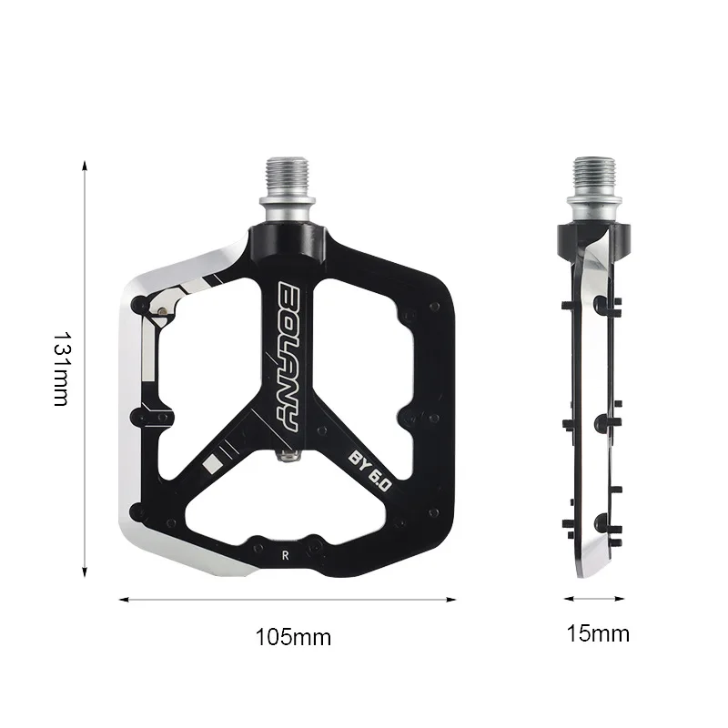 Bolany Triple Bearings Mountain Bike Pedals Aluminum Alloy Pedals CNC Hollow Anti Slip Bearings Lubricated Pedals Bike Accessori