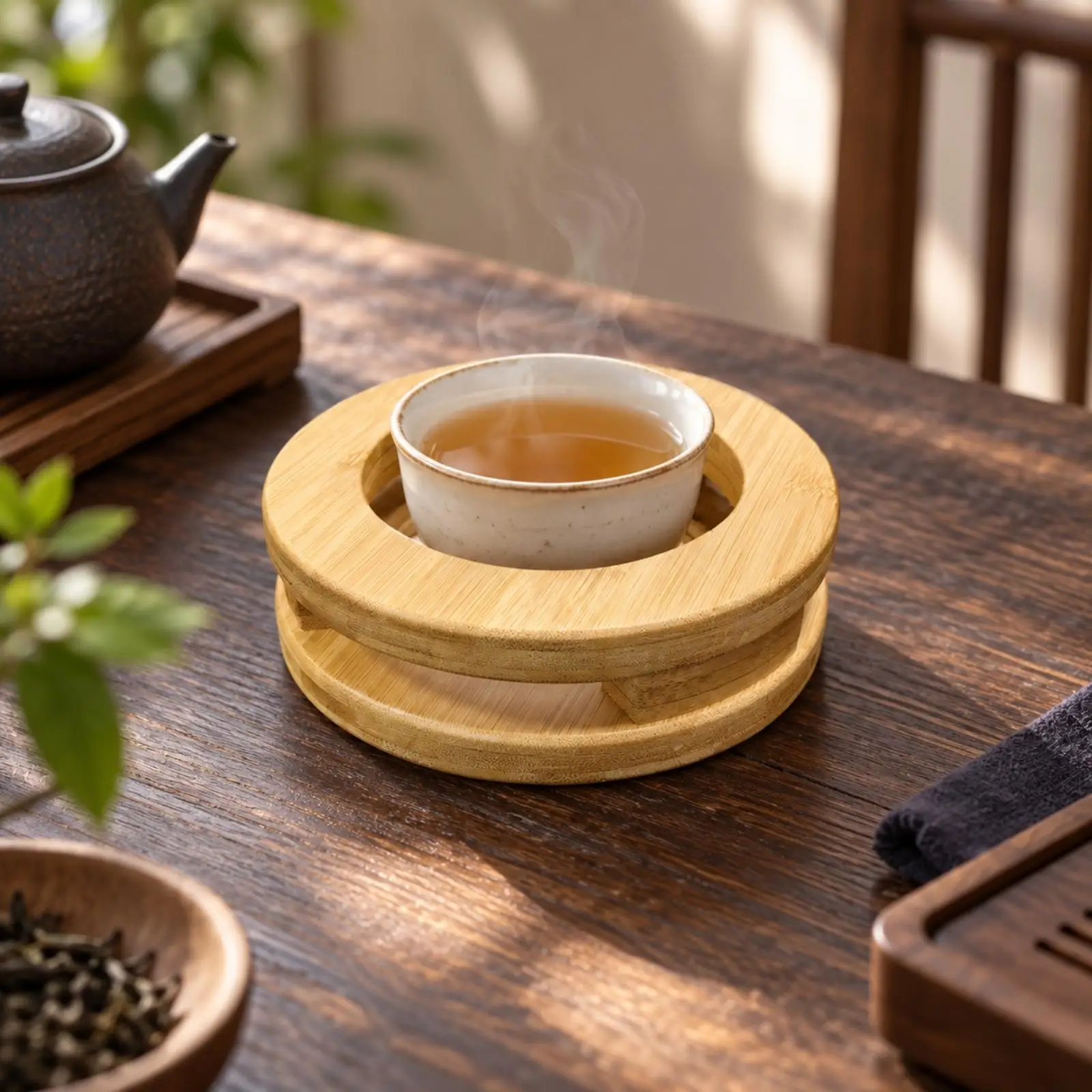 Eco Friendly Bamboo Steamer Rack Support for Hot Stew Pot Rice Cooker Shelf Countertop Heat Guard Kitchen Aid