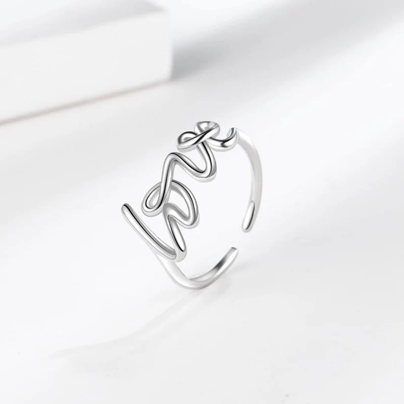 Hot Selling Personalized LOVE English Ring Women's Fashion Simple Rings European and American style Open Ring KOFSAC