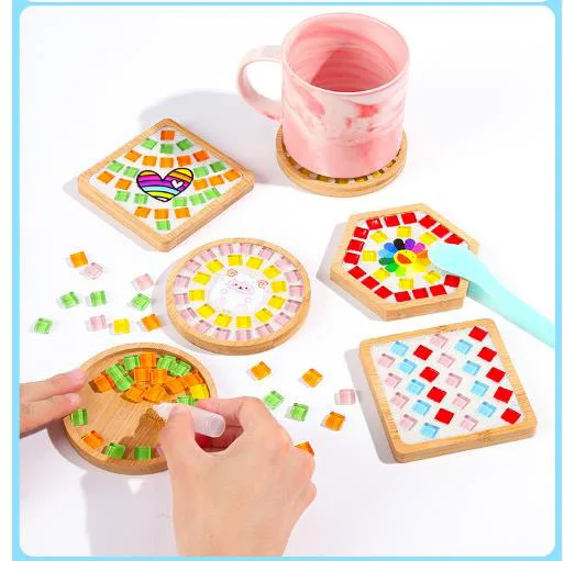 DIY Mosaic cup mat Crystal Glass Mosaic Tiles stone Creative Handcraft Materials for kids artist home deco educational art class