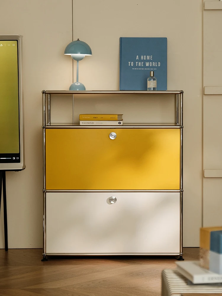 Gabinete de almacenamiento de Metal inoxidable personalizado, aparador de Metal de acero inoxidable, tocador para dormitorio, muebles modernos