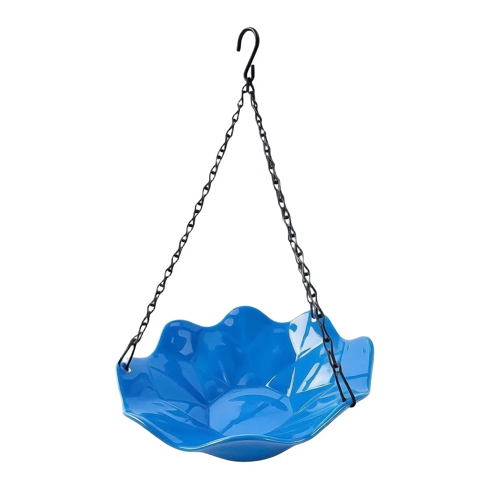Three Small Bird Feeders with Chain for Outdoor Use in Gardens Decks or Yards Made from PP Plastic Construction
