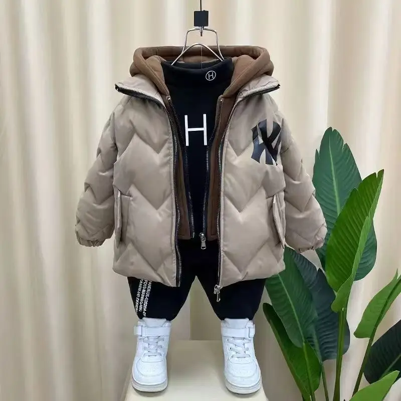 Children\'s Clothing Boys Winter Cotton Jacket 2023 New Down Cotton Jacket Thickened Foreign Style Large Children\'s Cotton Jacket