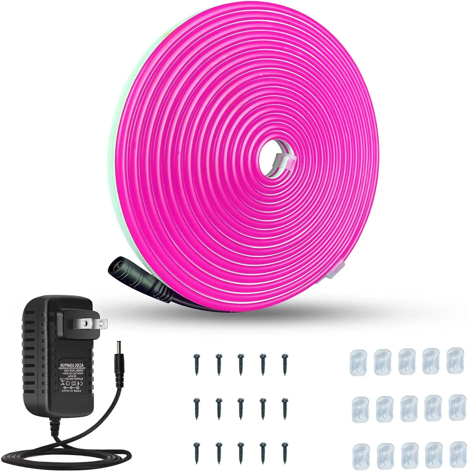 

LED Silicone Neon Light Strip, Neon Rope Light 24v 10M Waterproof DIY Cuttable Outdoor Neon Lights (Power Adapter Included)
