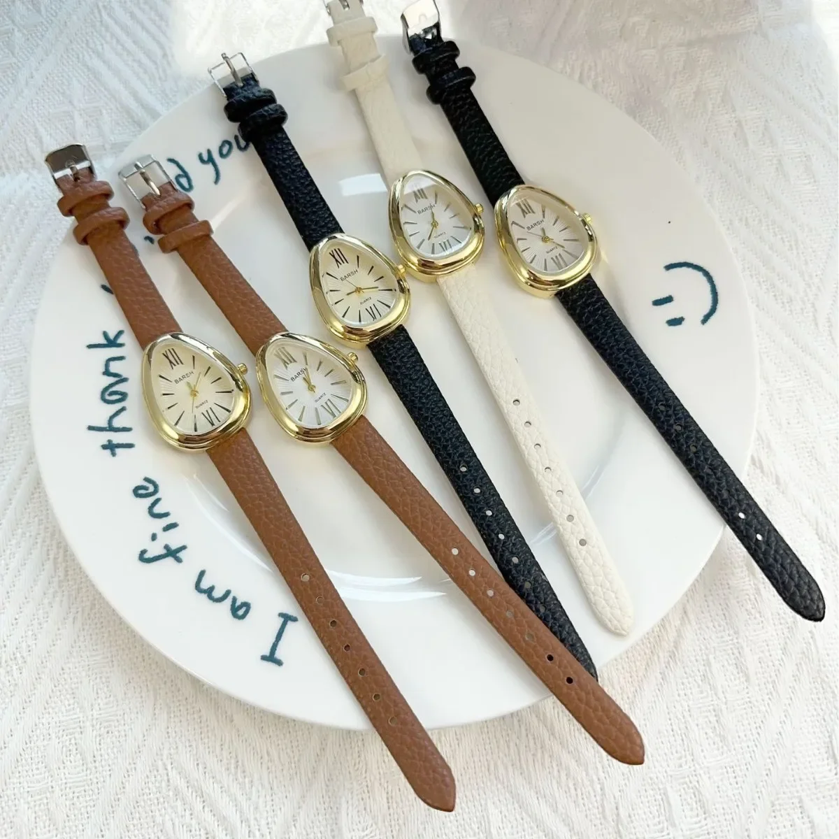 Reloj de lujo con esfera de gota de agua para Mujer, relojes de pulsera sencillos de cuarzo con regalo a la moda, relojes de pulsera con correa de cuero, Reloj para Mujer