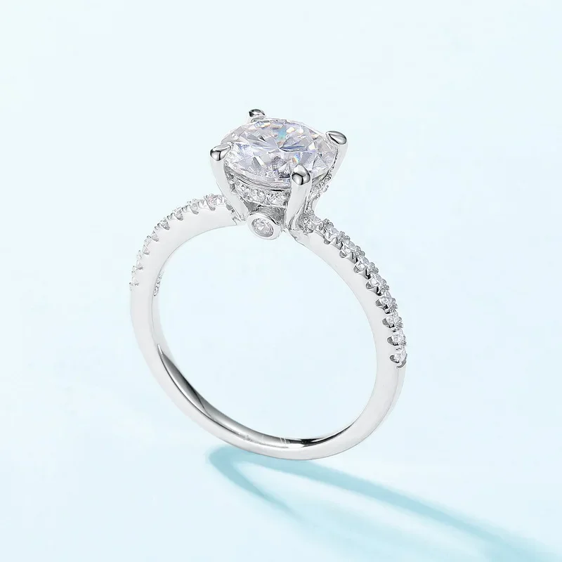 Brilliant Moissanite Engagement Ring 18K Gold Fully Inlaid with Colored Baby Stones PT950 Platinum Couple Ring