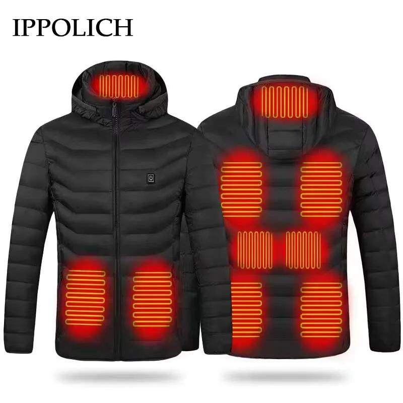 

9 Zone Single Control Heating Jacket Winter Men's Outdoor Warm USB Intelligent Heating Multi Gear Adjustable Temperature Jacket