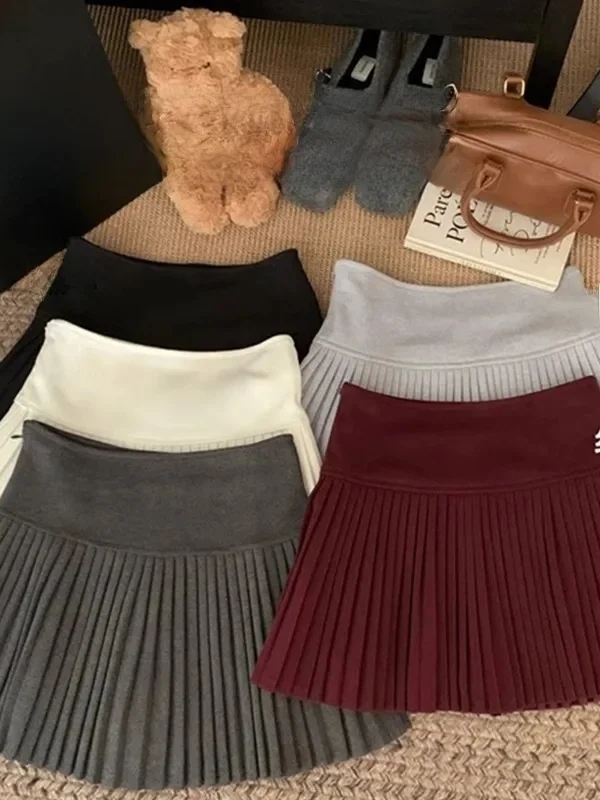 

Женская зимняя новая короткая юбка А-силуэта с высокой талией, не просвечивающая, в стиле JK, для школы и повседневной носки, корейская версия, плиссированная