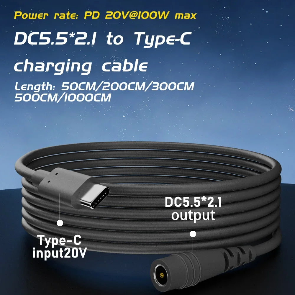 for Starlink MINI USB C/DC to DC Charing Cable PD 100W USB C Female to DC Male Connector Wire Type C to DC5521 Extender