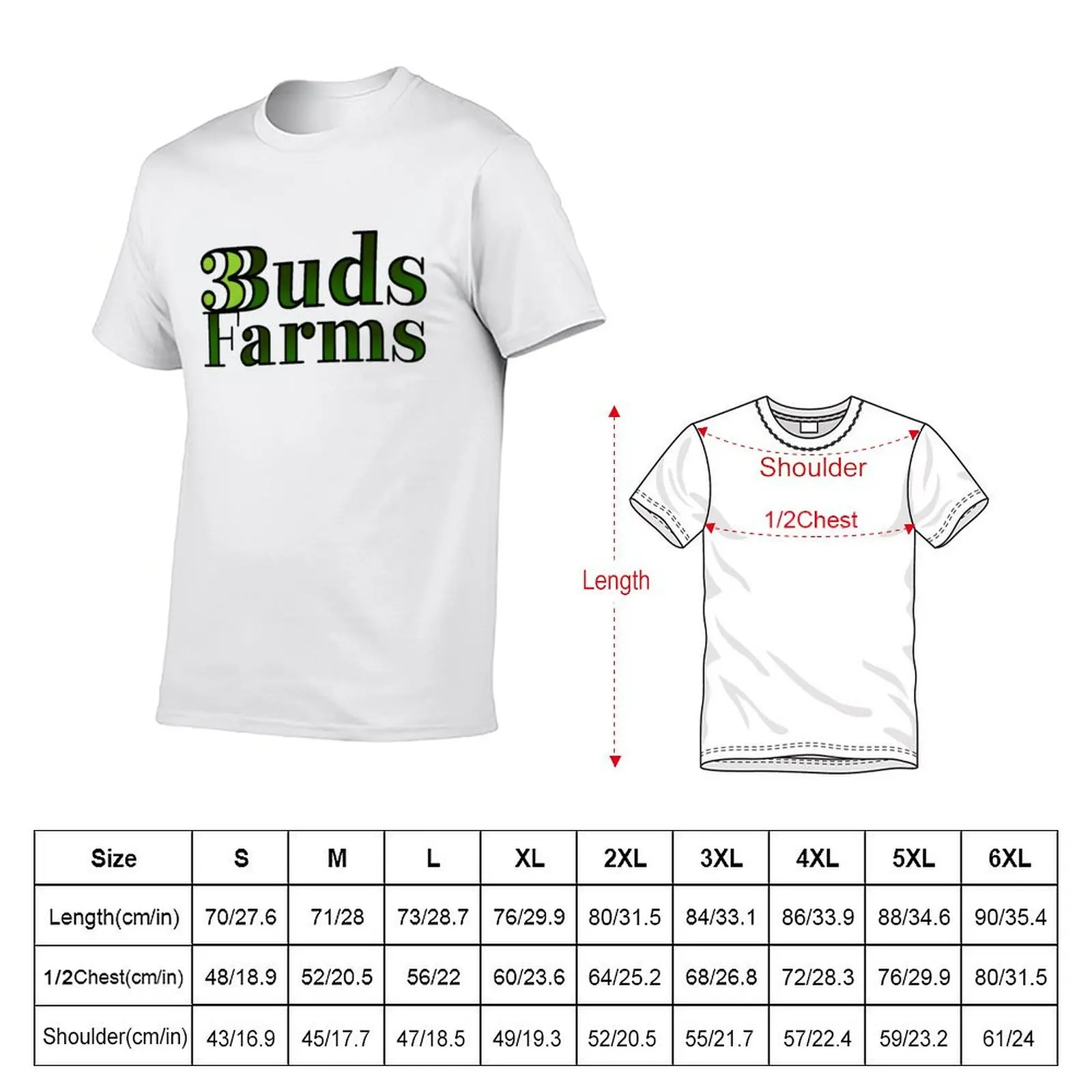 Green Three Buds Farms Logo T-Shirt Big and Tall Solid Color T-Shirt