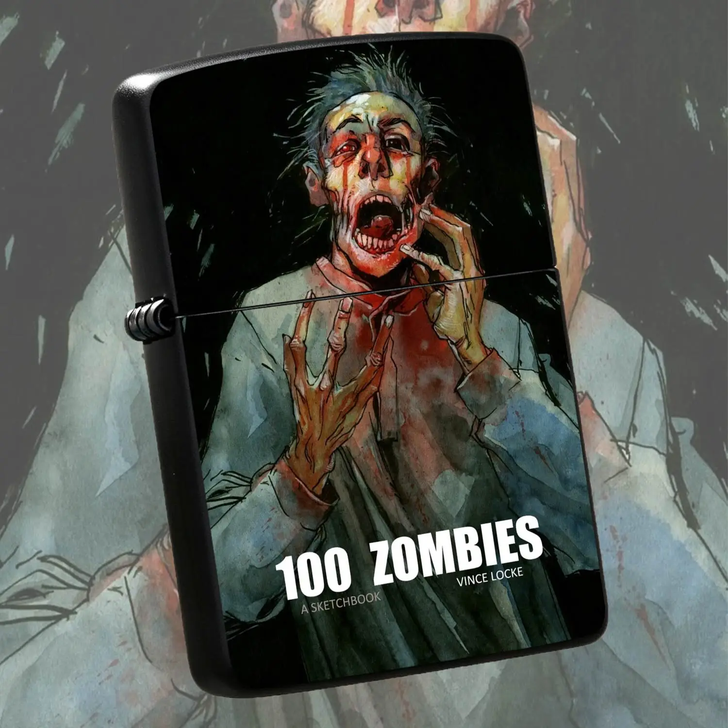 Creative Zombie Pattern Windproof Lighter, Dark Art Illustration Themed Portable Ignition Accessory, Suitable For Outdoor Camping Daily Travel Multiple Scenes, Unique Trendy Fun Practical Small Item With Distinct Spooky A Humorous And Inter