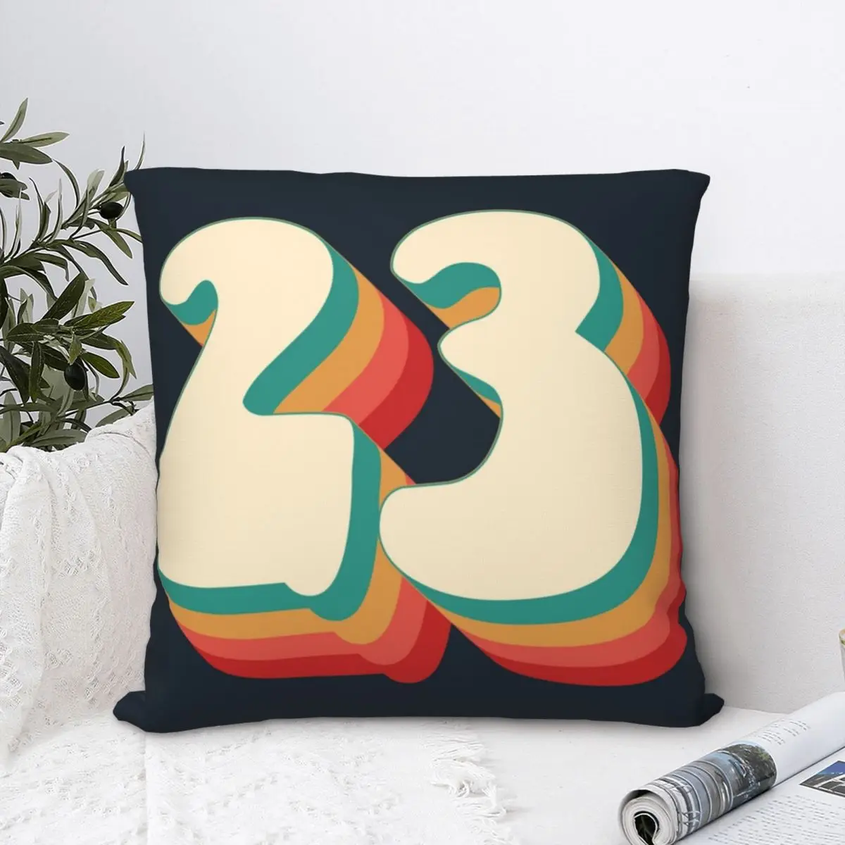 

Number 23 Square Pillowcase Polyester Pillow Cover Velvet Cushion Zip Decorative Comfort Throw Pillow for home Living Room