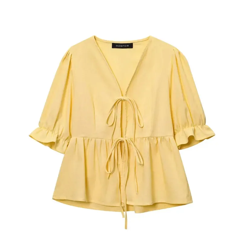 

Элегантный комплект из рубашки и юбки с пышными рукавами для женщин, милый уличный модный летний наряд в стиле хип-музыки