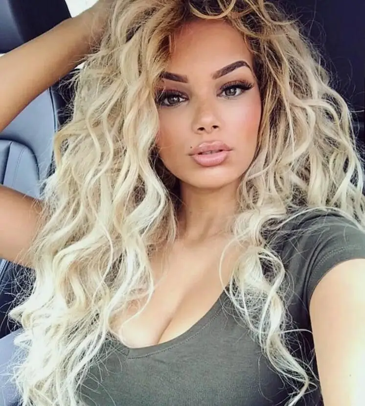 Long Curly Wavy Wig Ash Blonde Wigs for Women Brown Blonde Curly Wig Loose Wave