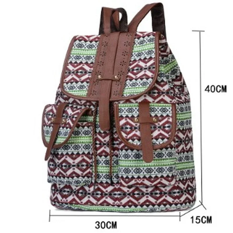 

2025 New Vintage Ethnic Knitted Backpack Women Cloth Bag Fashion Design Outdoor Travel Ladies Backpack