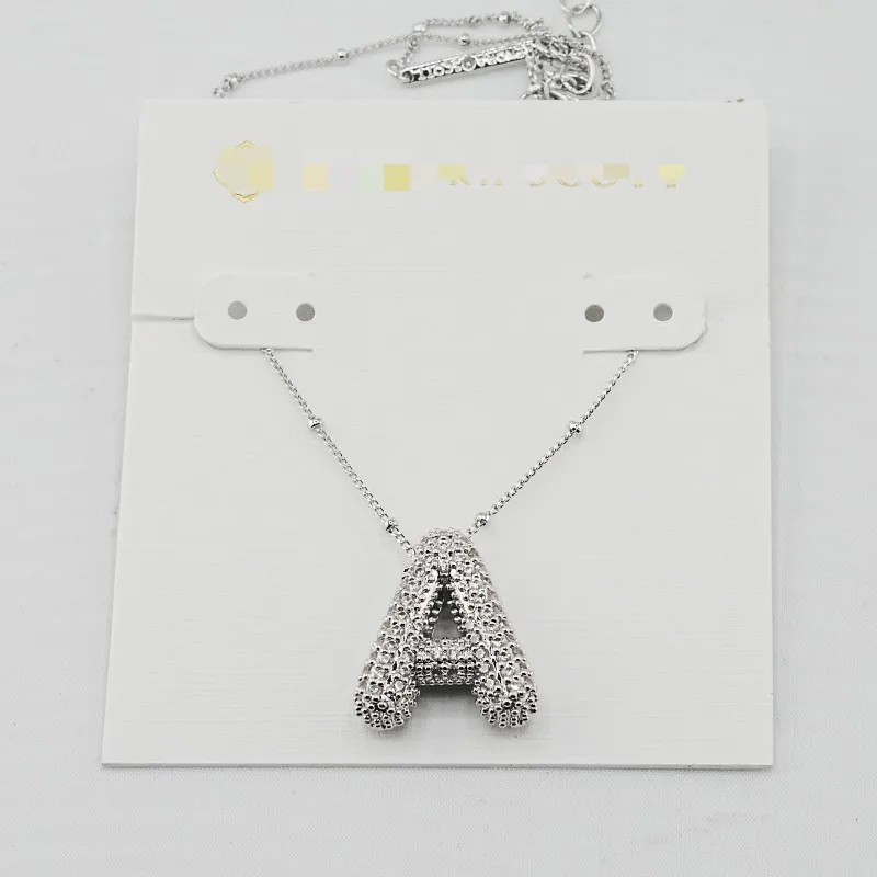 KS  Fashion Trends, Sweet, Fresh, Simple and Generous, Versatile Commuter Inlaid with Shiny Rhinestone Letter Necklace