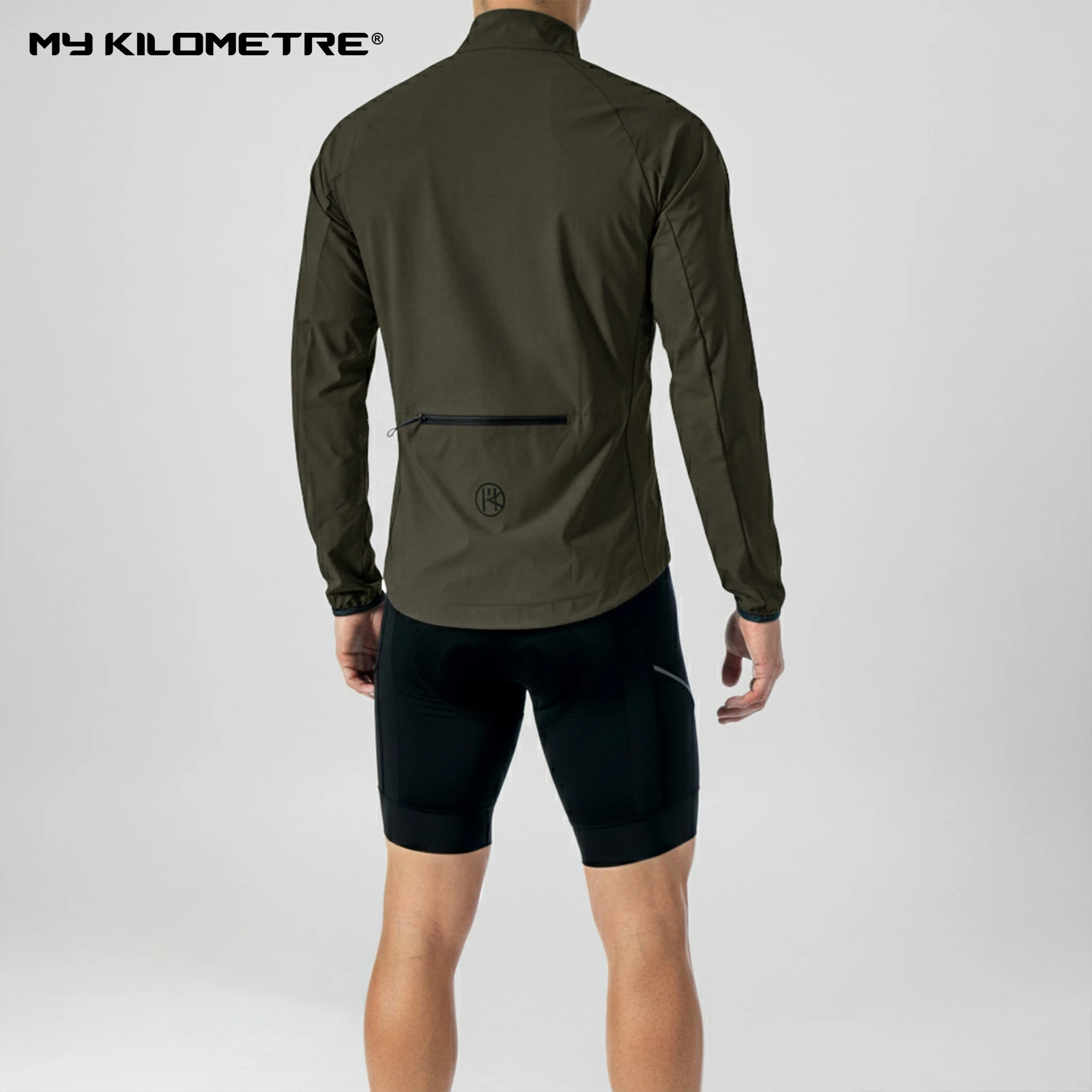 MY KILOMETRE Spring Men's Gravel Wasserdichte Fahrrad-Windjacken Reflektierende Windschutzscheibenjacke Packable Fahrrad-Windjacke – Detail 4