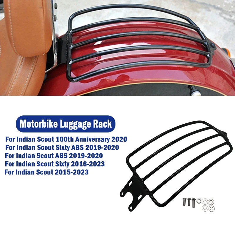 

Solo Luggage Rack Black Chrome Versatile Cargo Carrier Baggage Holder Fit For Indian Scout 2015-2023 100th Anniversary Sixty ABS