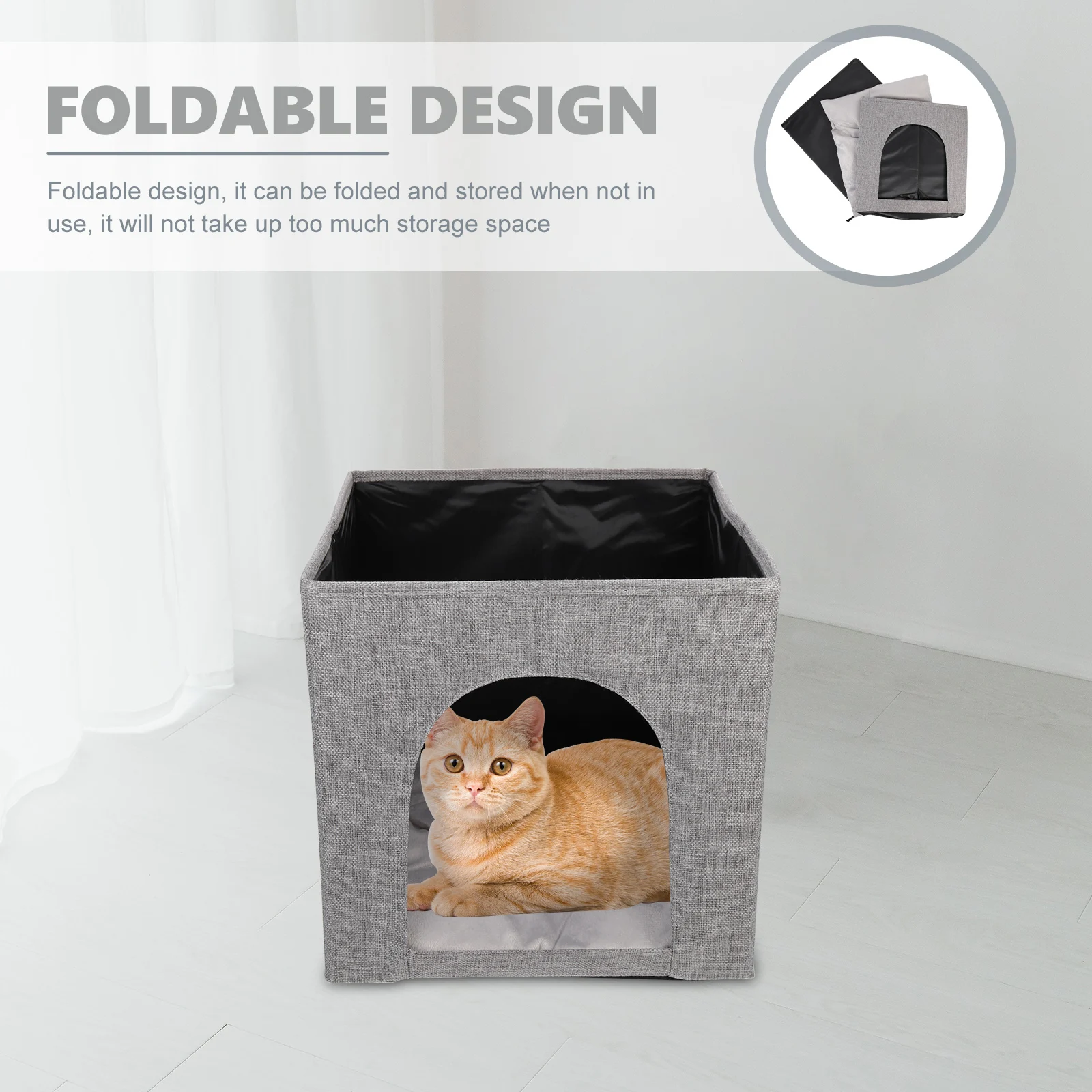 

Linen Cat House Foldable Pet Bed Storage Dog Nest Indoor Outdoor Comfortable Breathing Multi Function Durable All Season