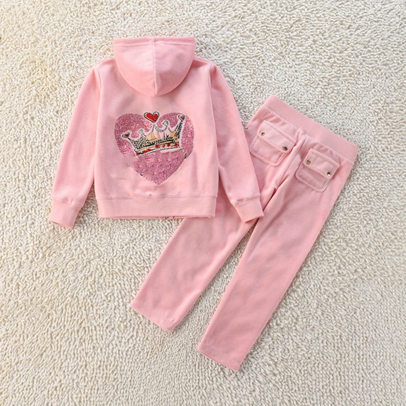 2024 Winter Casual Hoodies Suit Juicy Coursera Velvet Tracksuit Autumn Children\'s Clothing Two Piece Set