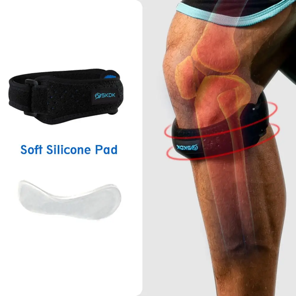 1PCS Patella Kneecap Band Adjustable Silica Gel Knee Tendon Strap Protector Knee Pad Running Sports Cycling Gym Knee Support